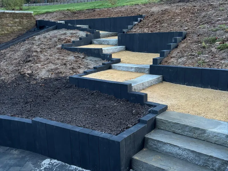 Aménagement extérieur en terrasses — photo de chantier
